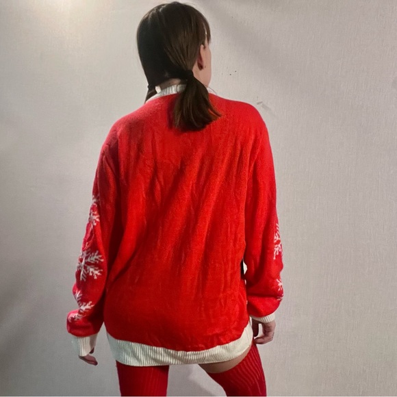 Vintage red Santa sweater dress from Dec. 25th, L. - Picture 2 of 4